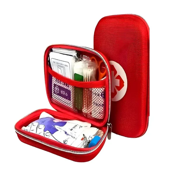 Botiquín Primeros Auxilios, Hecho de material impermeable de Nylon para evitar que los artículos internos se mojen. Llamativo símbolo de cruz para que sea más fácil de encontrar en el exterior. Tejido antidesgarro de alta densidad y resistencia al agua.